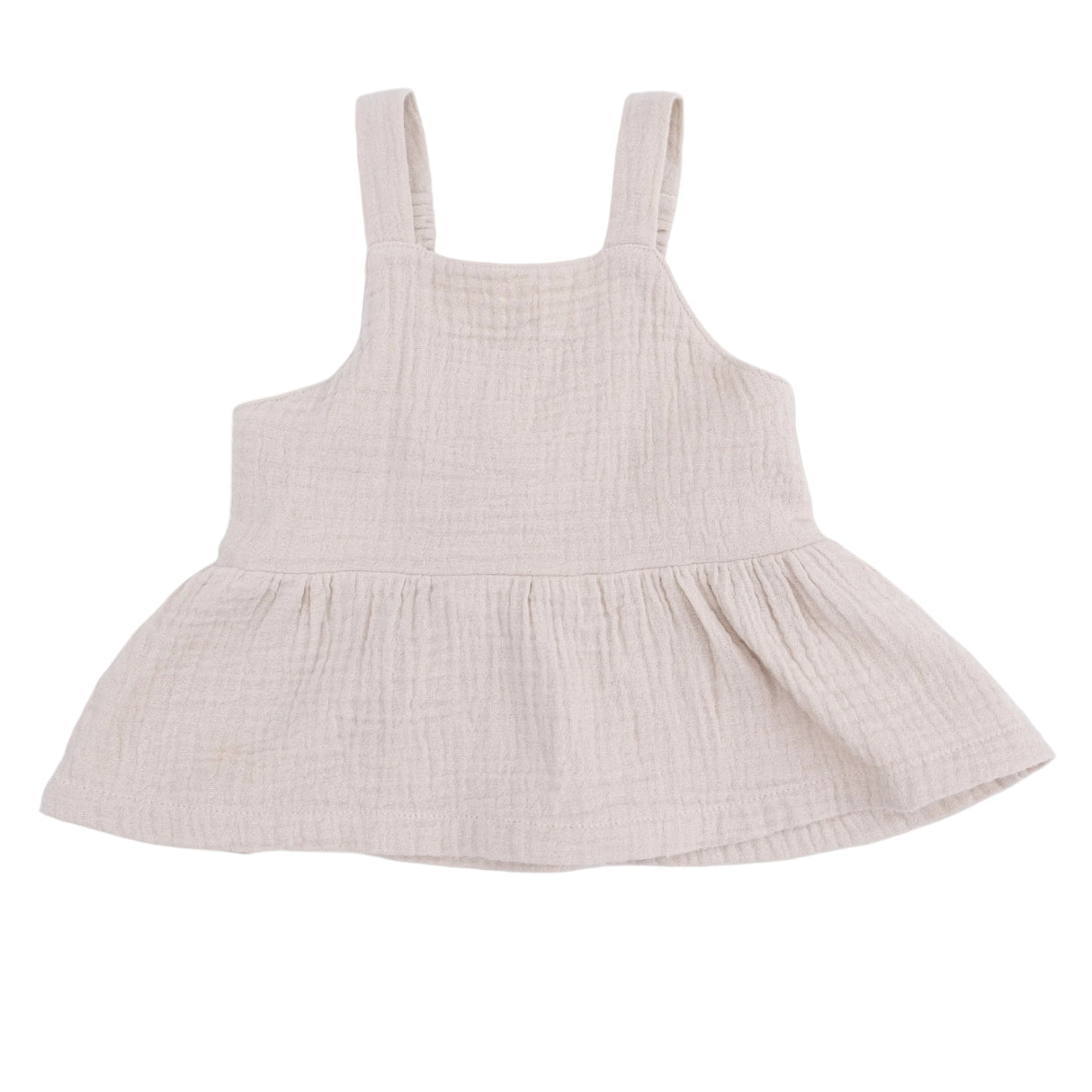 Solid Muslin French Oak - Peplum Tank with Smocked Back