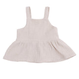 Solid Muslin French Oak - Peplum Tank with Smocked Back