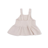 Solid Muslin French Oak - Peplum Tank with Smocked Back