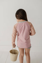 Girl's Zip Rash Guard Swimsuit