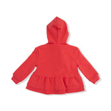 Zip Peplum Hoodie - Varsity Red - HoneyBug 