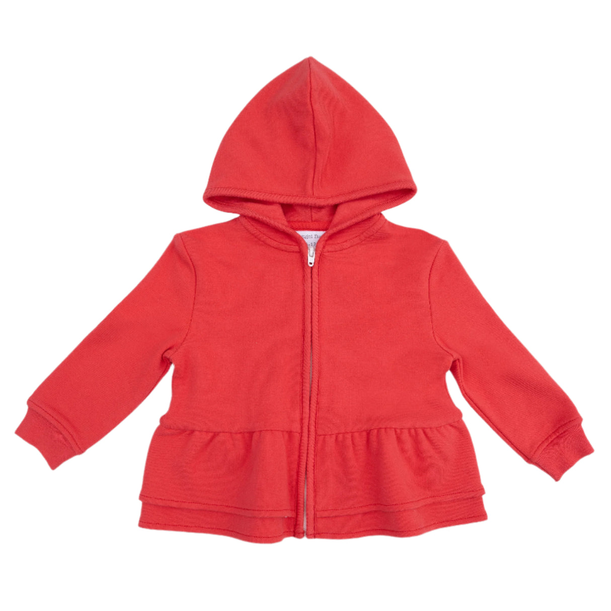 Zip Peplum Hoodie - Varsity Red - HoneyBug 