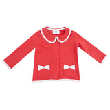 Tweed Style Jacket with Bow Pockets - Varsity - Red - HoneyBug 