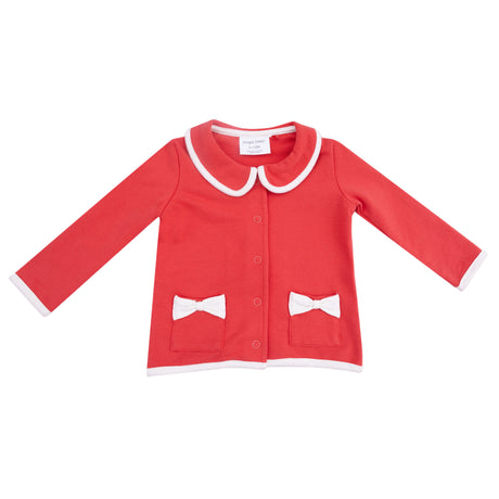 Tweed Style Jacket with Bow Pockets - Varsity - Red - HoneyBug 