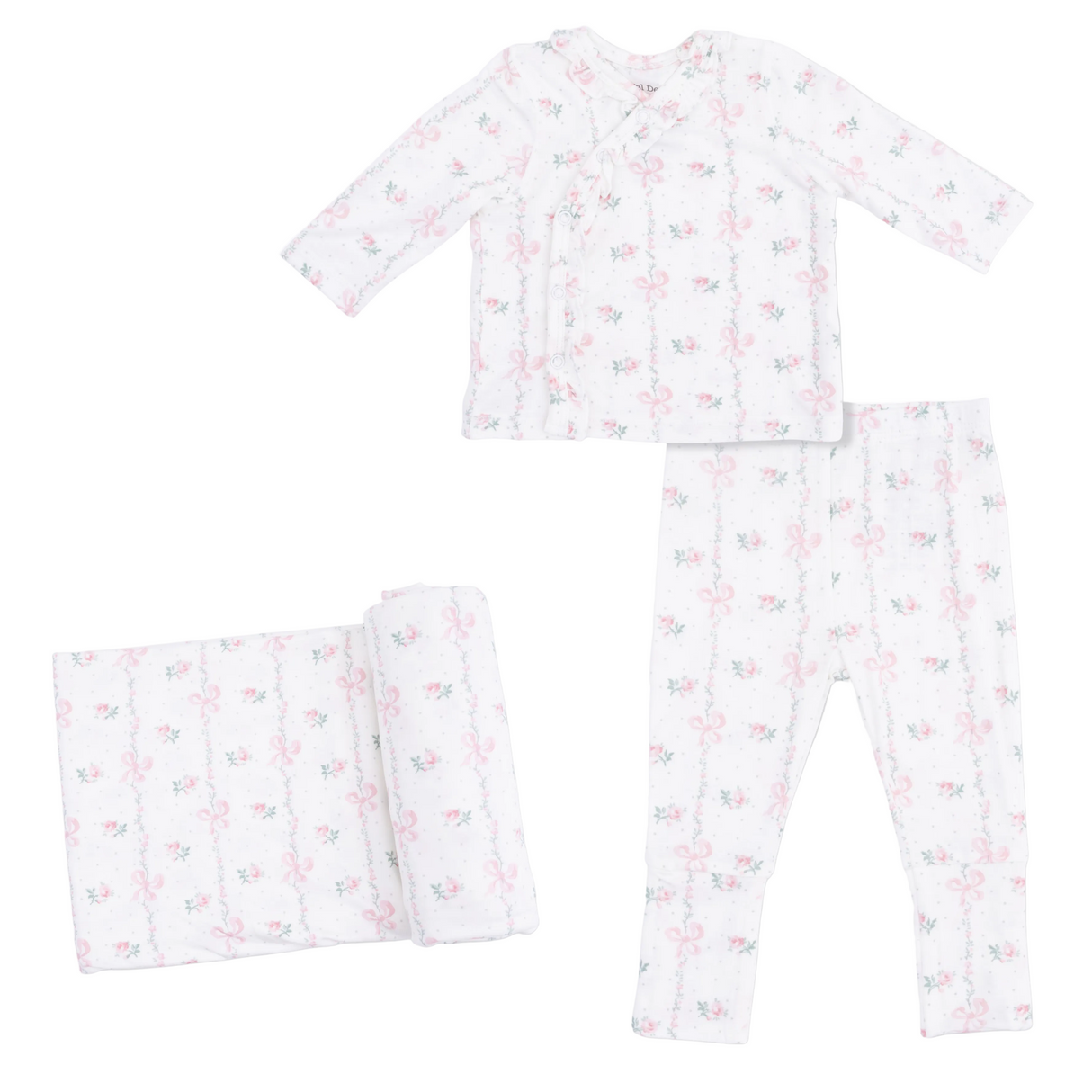 Dainty Buds and Bows - Take Me Home Set with Convertible Pant  & Swaddle Blanket Set
