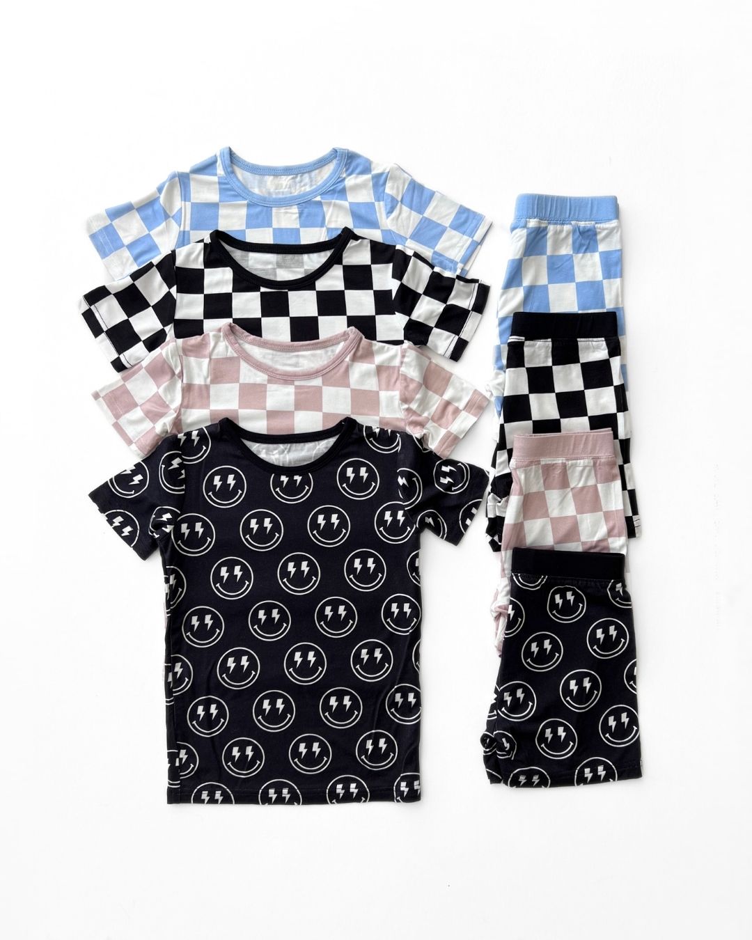 Bamboo Two Piece Shorts Set | Blue Checkered - HoneyBug 