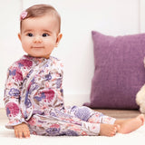Floral Ruffle Baby Zipper Romper – Soft Bamboo Vintage Bloom - HoneyBug 