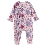 Floral Ruffle Baby Zipper Romper – Soft Bamboo Vintage Bloom - HoneyBug 