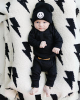 Lightning Bolt Fuzzy Blanket | Black - HoneyBug 