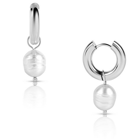 Melrose Mini Hoop Pearl Earring - HoneyBug 