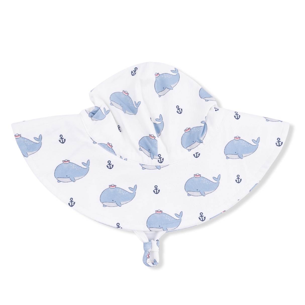Bubbly Sailor Whales Blue - Wide Brim Sun Hat
