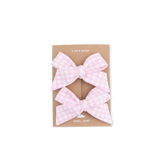 Mini Gingham Pink - 2 Pack Bow Clips