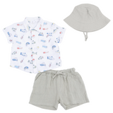 Fishing Lures - Polo Button Up with Casual Short & Bucket Hat