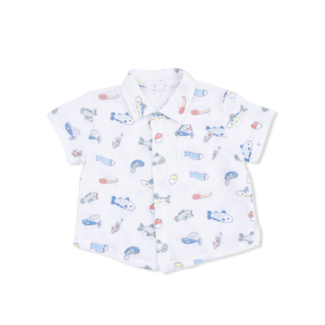 Fishing Lures - Polo Button Up with Casual Short & Bucket Hat