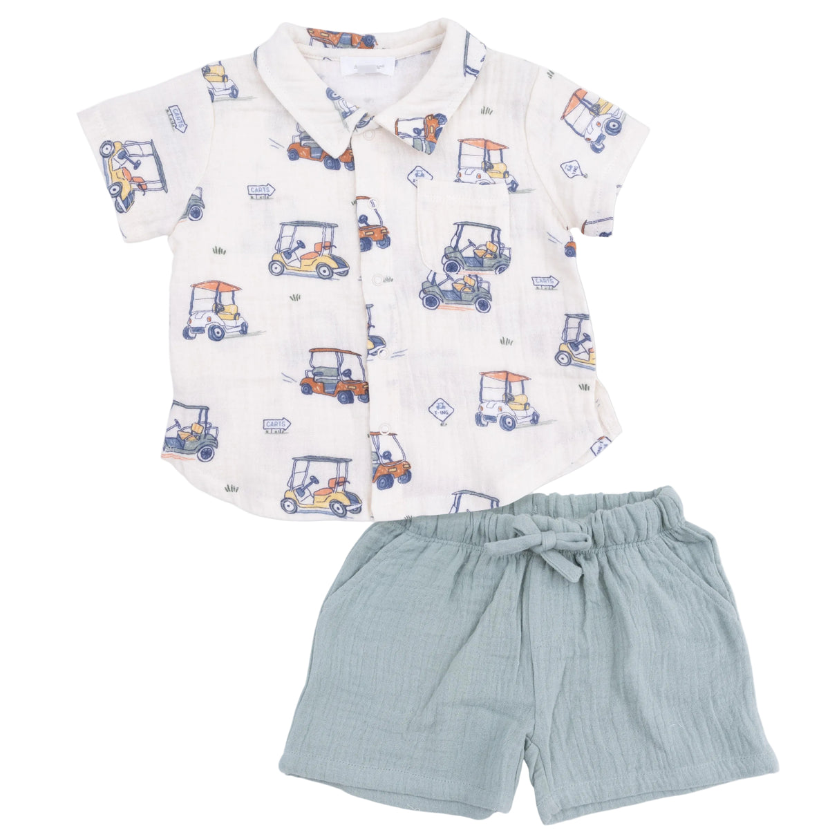 Zooming Golf Carts - Polo Button Up with Casual Short