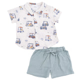 Zooming Golf Carts - Polo Button Up with Casual Short