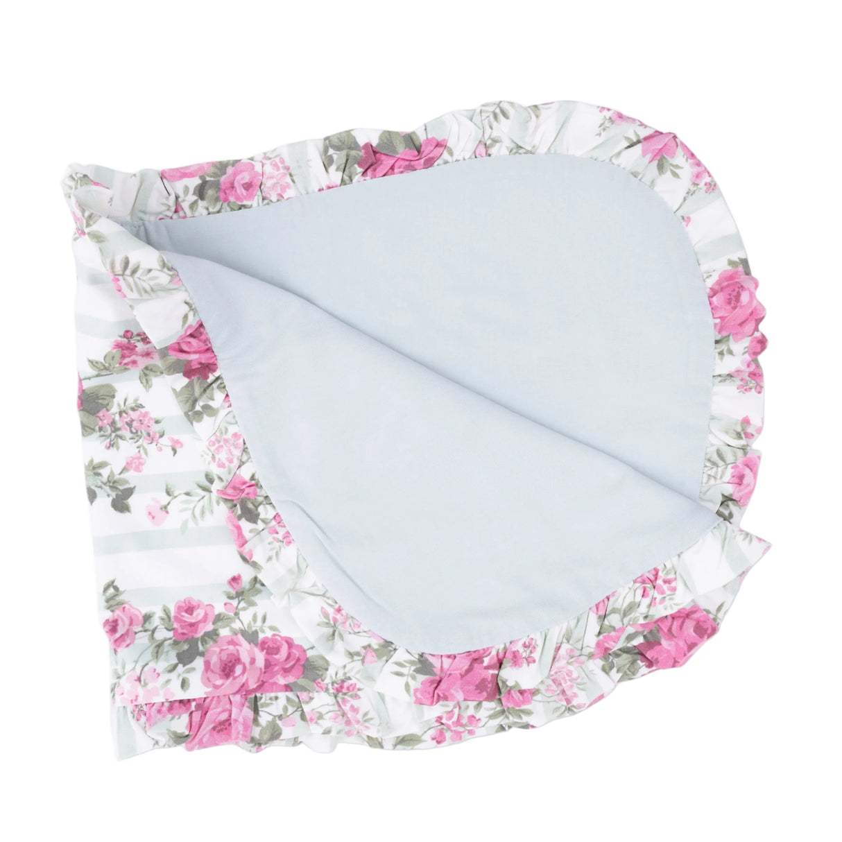 Cabbage Rose Stripe - Ruffle Burp Cloth