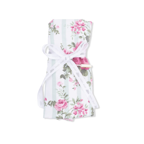 Cabbage Rose Stripe - Ruffle Burp Cloth