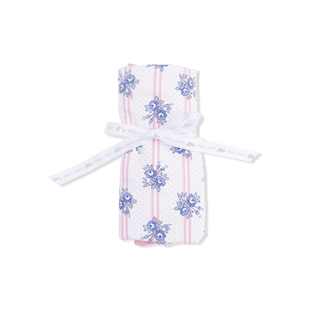 Stripe Dot Roses - Ruffle Burp Cloth