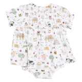 Cute Farm Animals Pink - Smocked Ruffle Bubble with Skirt