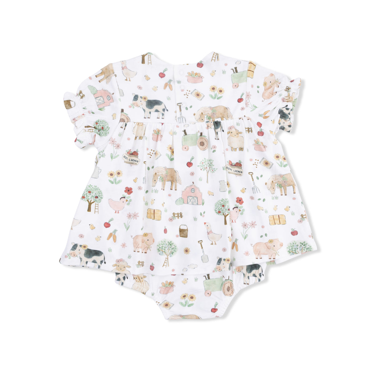 Cute Farm Animals Pink - Smocked Ruffle Bubble with Skirt