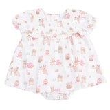 Easter Egg Hunt Pink - Smocked Ruffle Bubble with Skirt