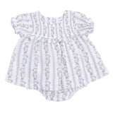 Kimberly Floral Stripe - Smocked Ruffle Bubble with Skirt