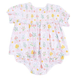 Spring Blooms Bow Trellis - Smocked Ruffle Bubble with Skirt
