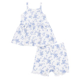 Baby Blue Vines Floral - Peplum Tank and Bike Short