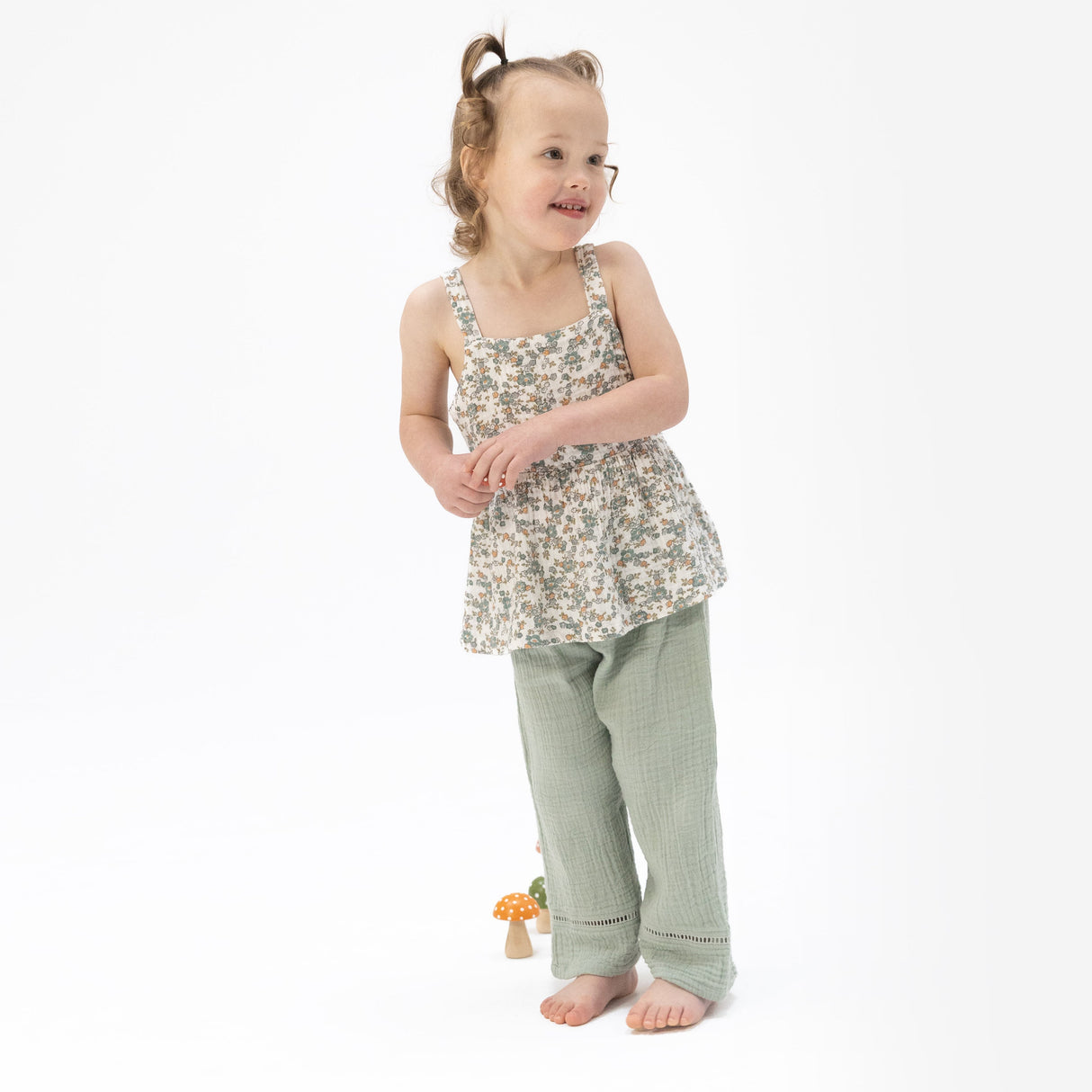 Camille Floral - Peplum Tank with Smocked Waist Pant