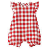 Picnic Plaid Soft Bamboo Shorty Romper for Baby Girls