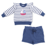 Bubbly Sailboat - Ruffle Sweatshirt & Paperbag Short