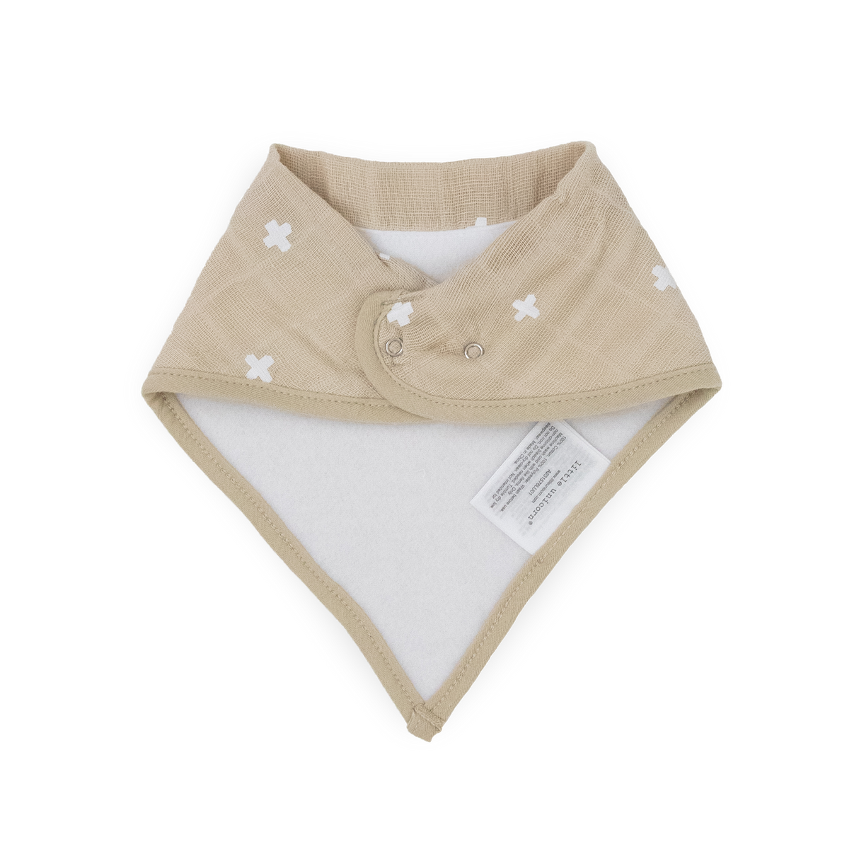Cotton Muslin + Fleece Bandana Bib 4 Pack - Taupe Cross - HoneyBug 