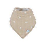 Cotton Muslin + Fleece Bandana Bib 4 Pack - Taupe Cross - HoneyBug 