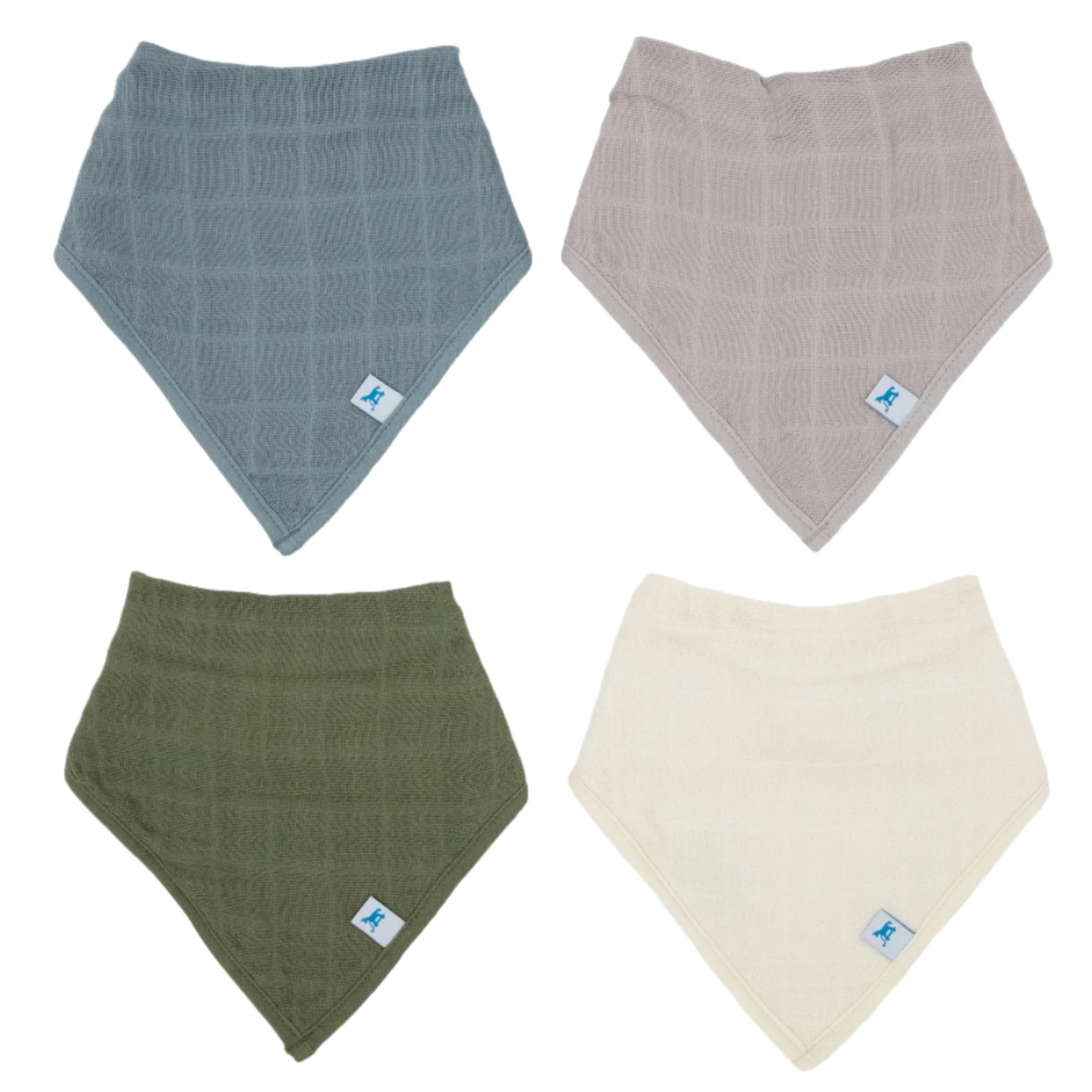 Cotton Muslin + Fleece Bandana Bib 4 Pack - Sea - HoneyBug 