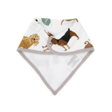 Cotton Muslin + Fleece Bandana Bib 4 Pack - Woof - HoneyBug 