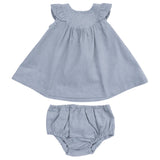 Scoop Yoke with Ruffle Dress + Bloomer - HoneyBug 
