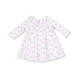 Long Sleeve Peter Pan Collar Dress with Smocking and Bloomer - HoneyBug 