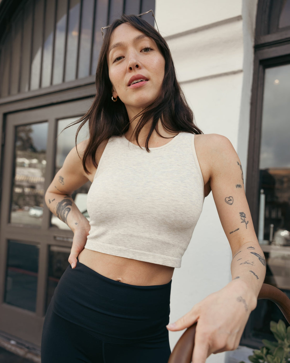 Sublime® Bamboo Maternity & Nursing Longline Bra Top | Oatmeal Heather - HoneyBug 