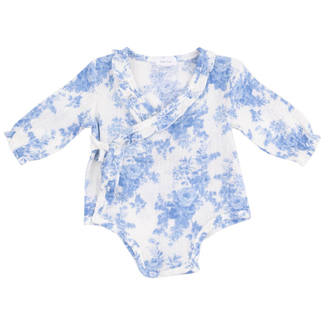 Long Sleeve Kimono Bodysuit with Ruffle + Elastic Cuff - HoneyBug 