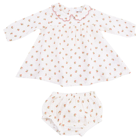 Long Sleeve Petal Collar Dress and Bloomer - HoneyBug 