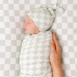 Leaf Green & White Checkered Stretch Swaddle
