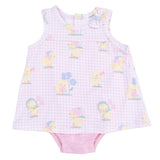 Vintage Spring Ducklings Pink - A-Line Bodysuit Dress