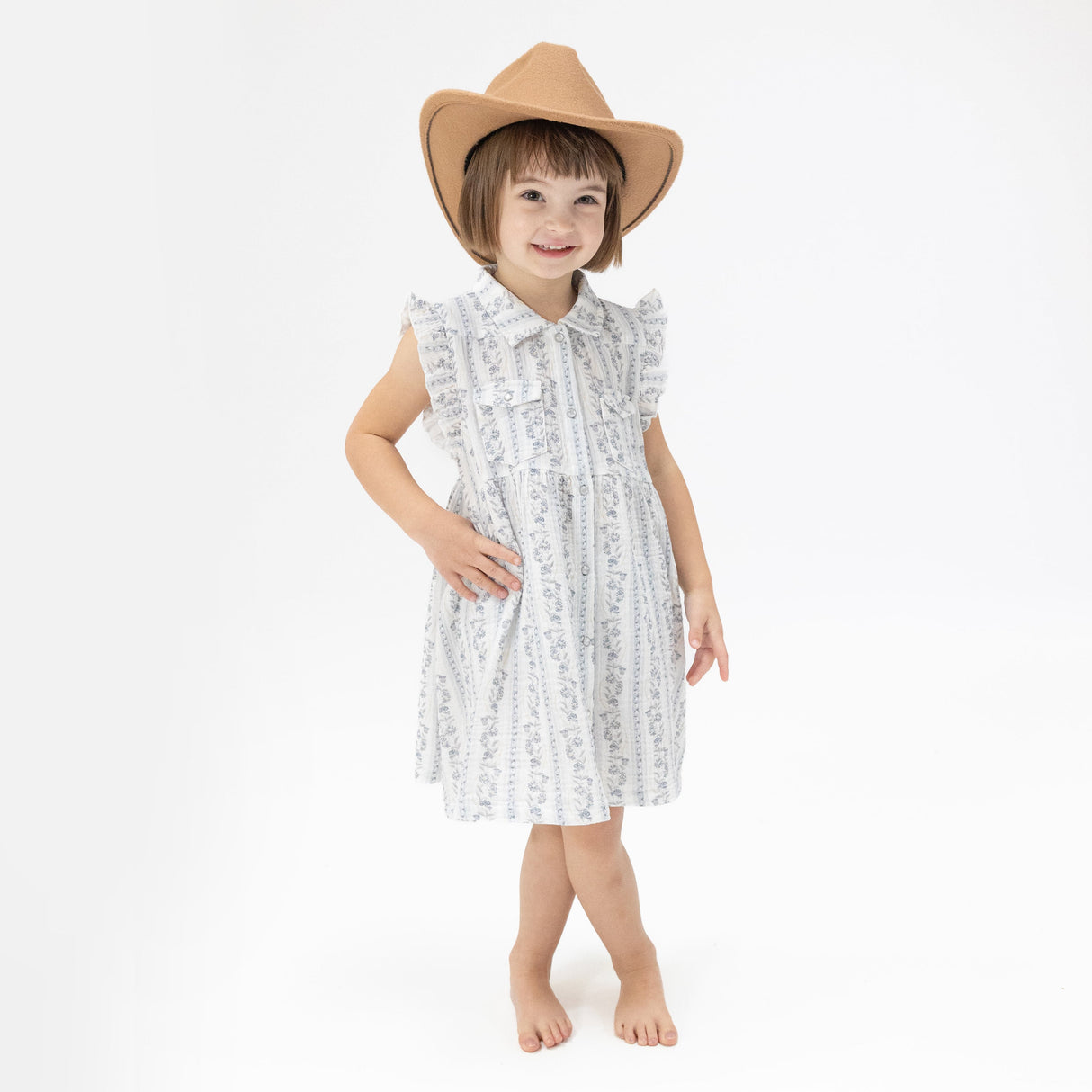 Kimberly Floral Stripe - Western Pearl Snap Dress & Bloomer