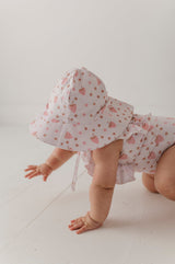 Girl's Ruffle Sleeve Cross Back Swimsuit