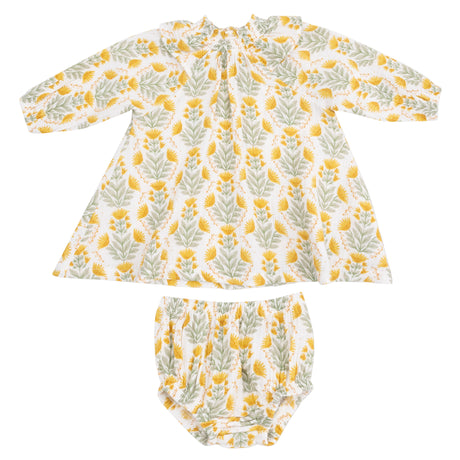 Long Sleeve Ruffle Dress + Bloomer - HoneyBug 