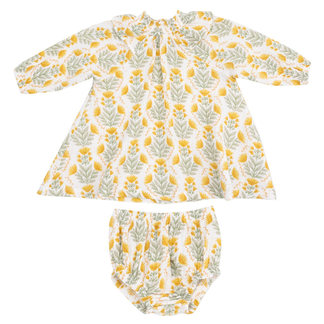 Long Sleeve Ruffle Dress + Bloomer - HoneyBug 