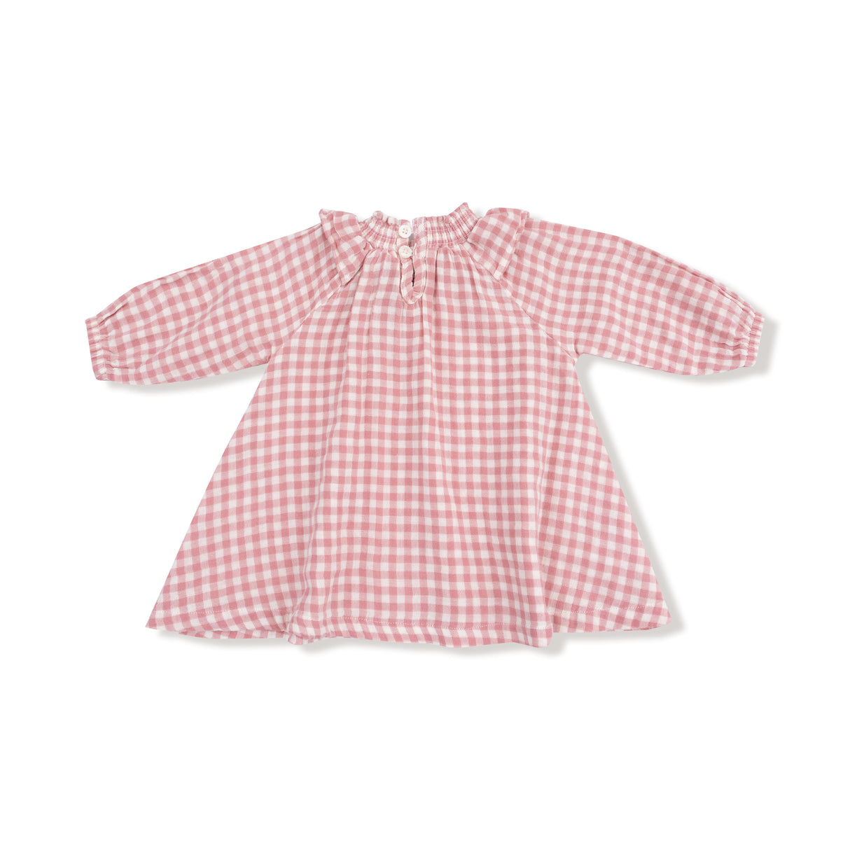 Long Sleeve Ruffle Smocked Neck Dress + Diaper Cover - HoneyBug 
