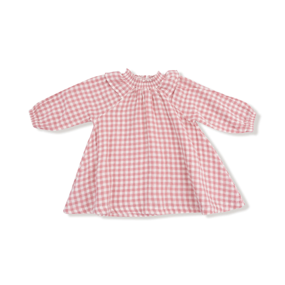 Long Sleeve Ruffle Smocked Neck Dress + Diaper Cover - HoneyBug 