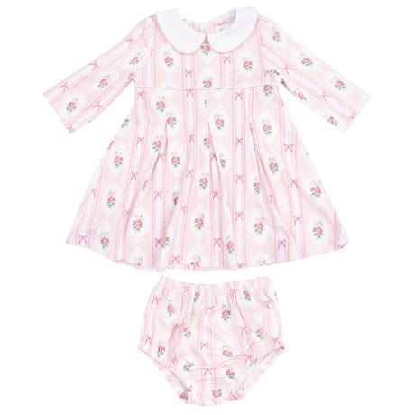 Box Pleat Dress + Peter Pan Collar & Diaper Cover - HoneyBug 